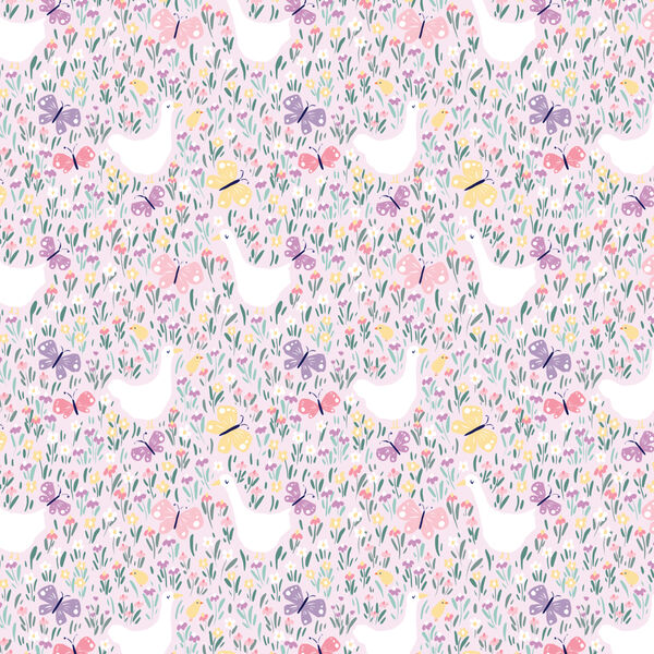 Geese and Butterflies in Pink