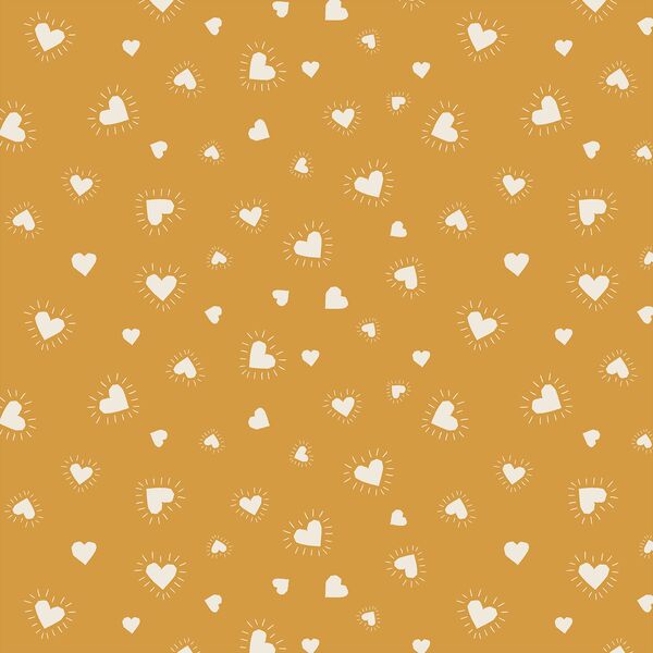 Sun Hearts in Egret on Golden Yellow