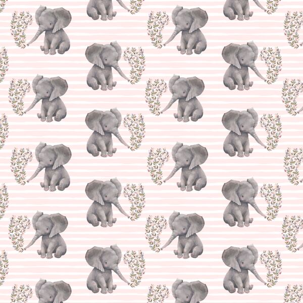 Little Baby Elephant on Stripes in Soft Blush