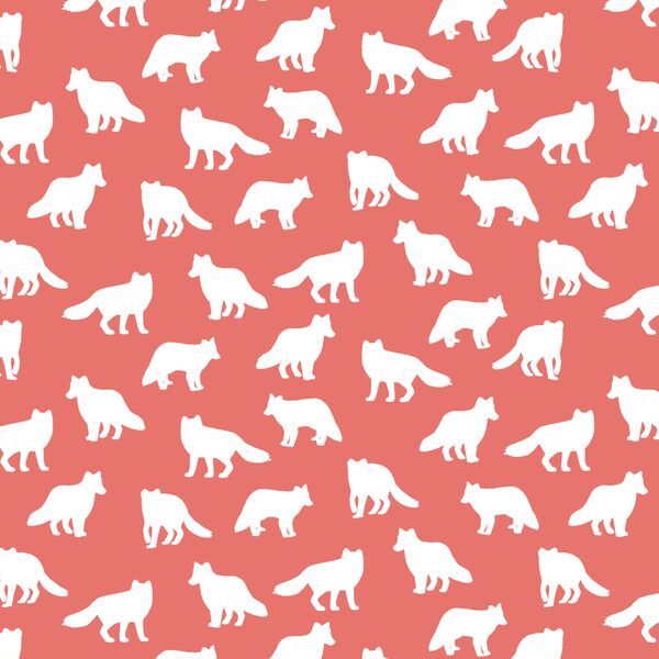 Little Fox Silhouette in Living Coral