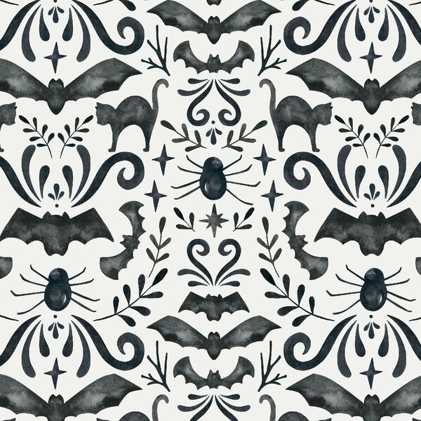 Spooky Damask in Black Cat