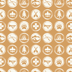 Scout Badges Silhouette in Cream on Ochre