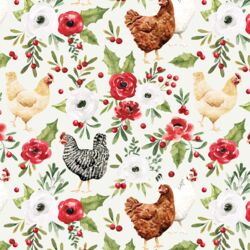 Festive Chickens in Snow
