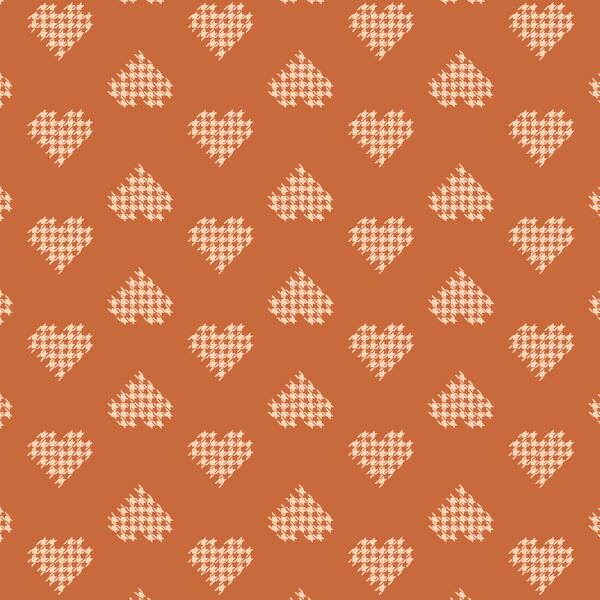 Houndstooth Love Hearts in Rust