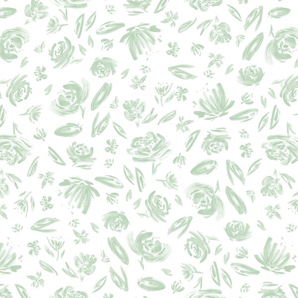 Spring Flowers in Mint on White