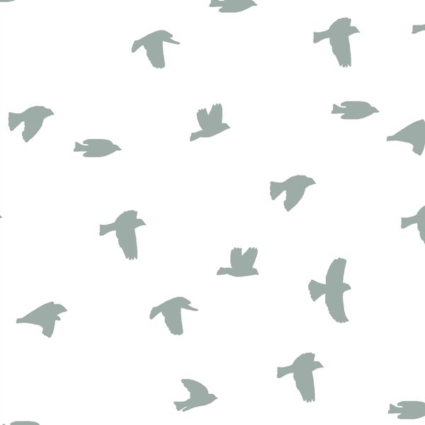 Flock Silhouette in Eucalyptus in White