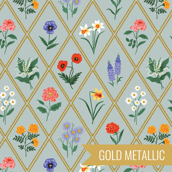 Garden Study in Blue Metallic