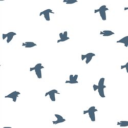 Flock Silhouette in Twilight on White