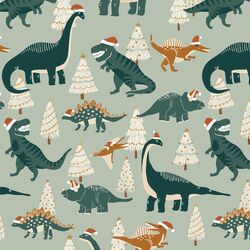 Christmas Dinosaurs in Mint Green