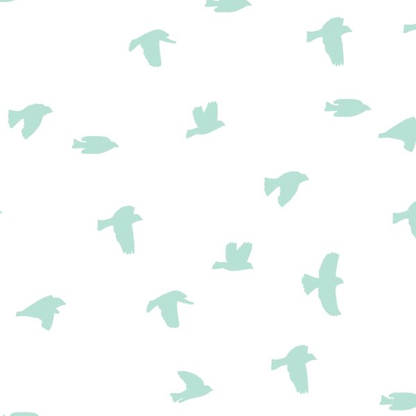 Flock Silhouette in Aloe on White