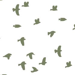 Flock Silhouette in Olive on White