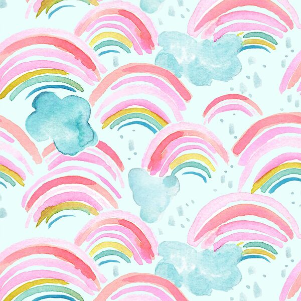 Large Rainbow Showers in Aqua Sky