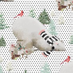 Napping Bear in Onyx Winter Dots on White