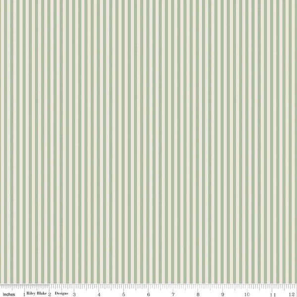 1/8" Stripe in Sage on Ivory