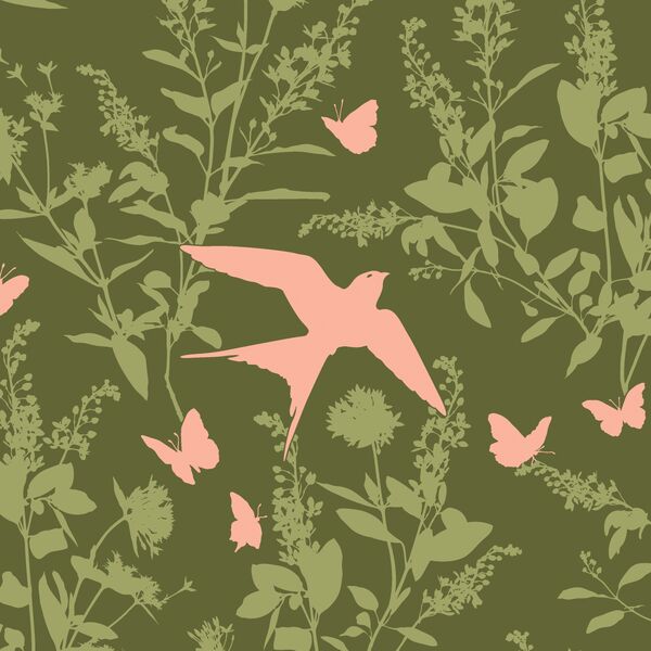 Swallow Study in Dark Forest Green