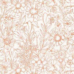 Sketched Garden in Warm Coral Pink