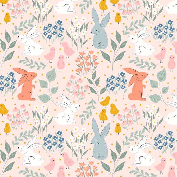 Bunnies and Chicks in Pearl Pink