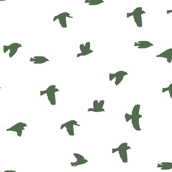 Flock Silhouette in Kale on White