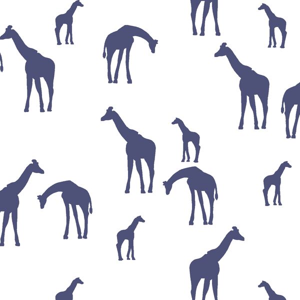 Giraffe Silhouette in Indigo on White