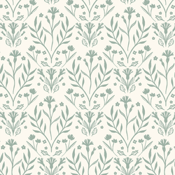 Floral Wilderness in Mint on Cream