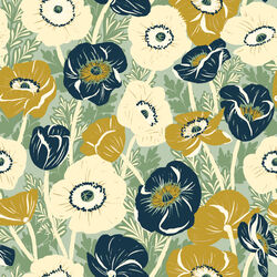 Poppy Field in Mint Green