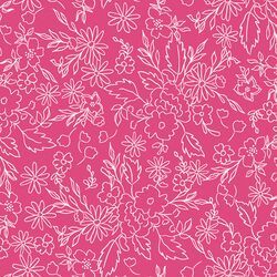 Floral Sketch in Bright Peony