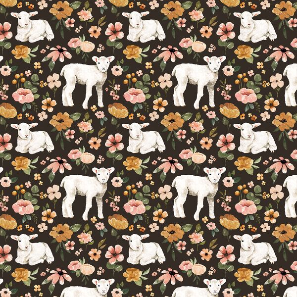 Little Floral Lambs in Umber