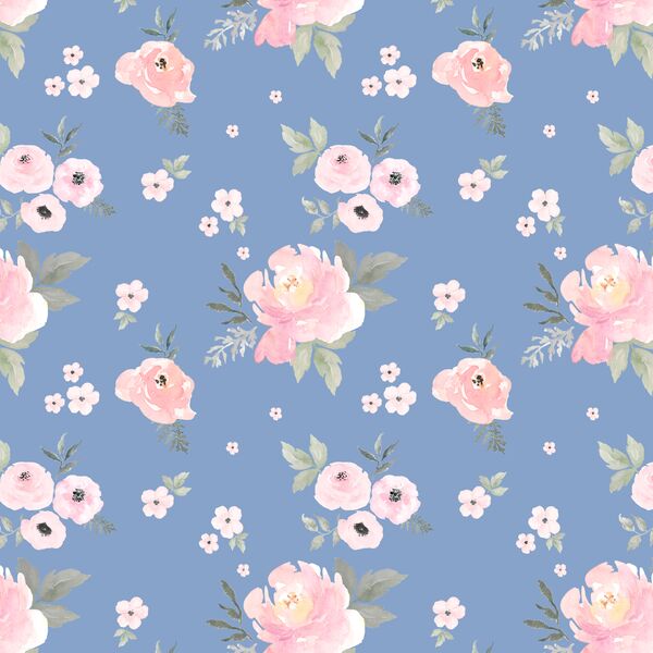 Small Sweet Blush Roses in Cornflower