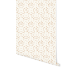 Vine Damask in Oak on Cream
