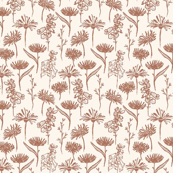 Fall Blooms in Russet on Cream