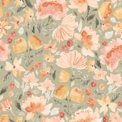 Big Painted Peonies in Light Sage
