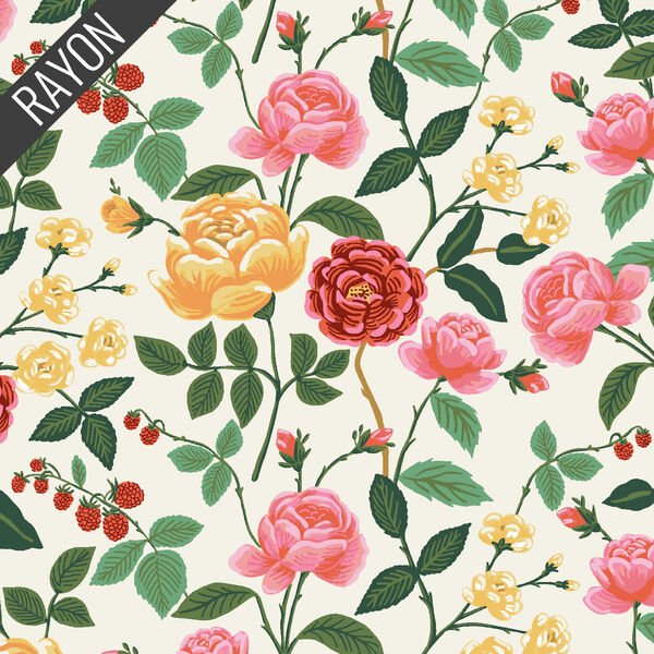 Roses Rayon in Cream