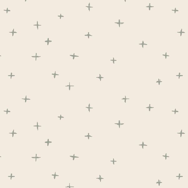Swiss Crosses in Sage Green on Egret