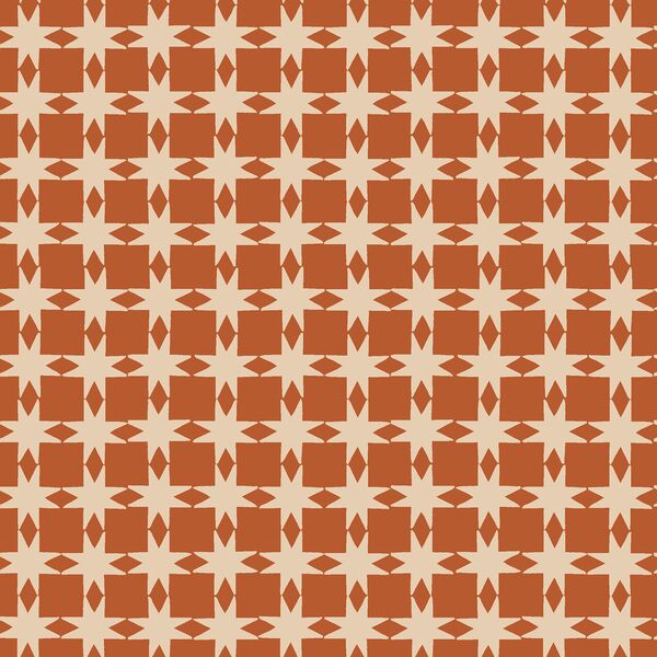 Quilted Christmas Stars in Rust Red