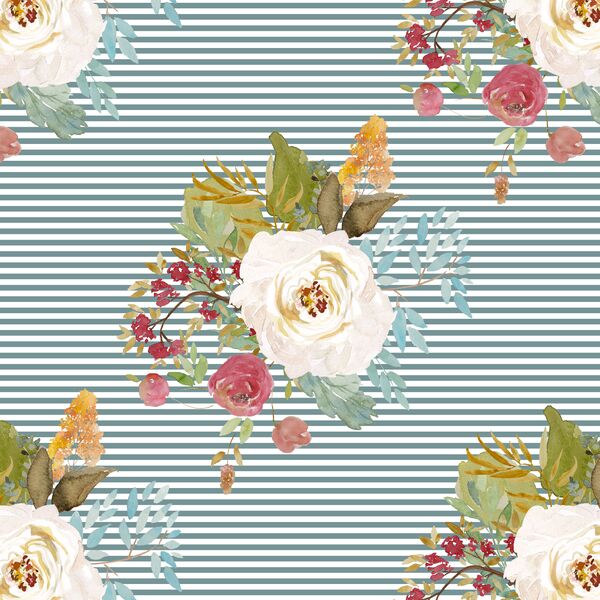 Rustic Bouquet in Rainy Blue Stripes