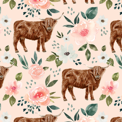 Highland Cow in Light Pink