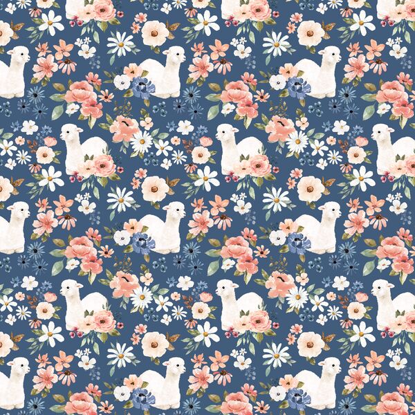 Little Blooming Llamas in Dark Periwinkle