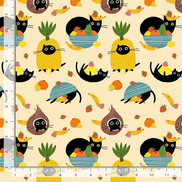 Cats in the Fruit Bowl in Cream