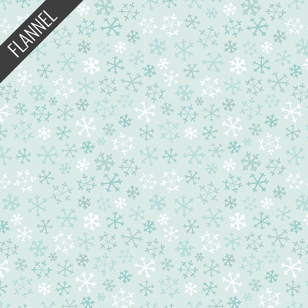 Snowflakes Flannel in Light Teal