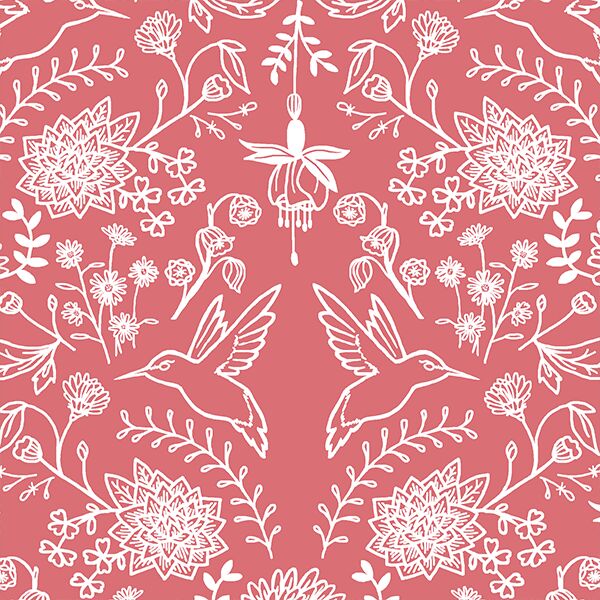 Hummingbird Damask in Dahlia
