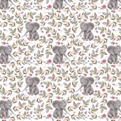 Little Floral Baby Elephant in Grey