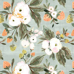 Strawberry Floral Clusters in Vintage Sage