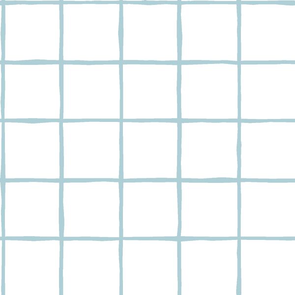 Windowpane in Powder Blue on White