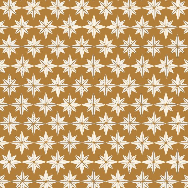 Stars in Cream on Golden Yellow