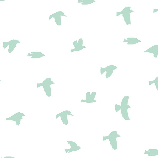 Flock Silhouette in Mint on White