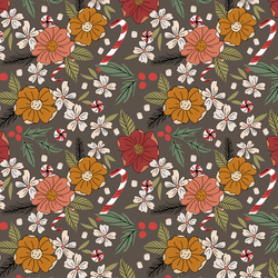 Christmas Floral in Dark Moss