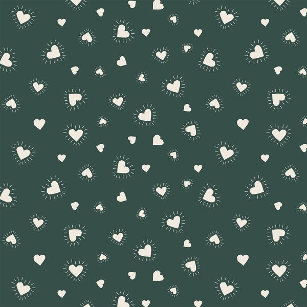Sun Hearts in Egret on Verdant Green
