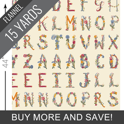 Joyeux Alphabet Flannel Panel in Two - 15 Yard Bolt