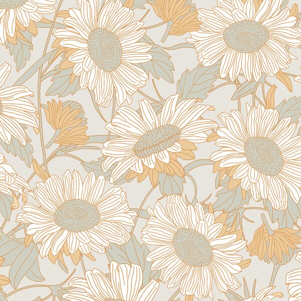 Large Daisies in French Gray