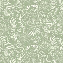 Floral Sketch in Lichen Green